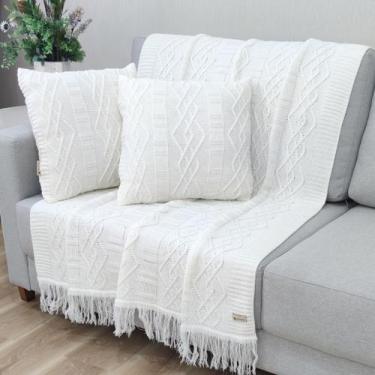 Imagem de Manta Xale Tricot para Sofa 150x90cm +2 Capa de Almofada C5 - USUFRUTO