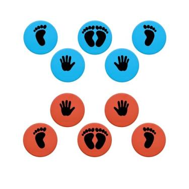 Imagem de Eco Walker Tapete colorido de 25,4 cm, marcadores planos, pés, jogo de mão, pedras de piso, lava quente para sala de aula, casa (mão-pés 3)