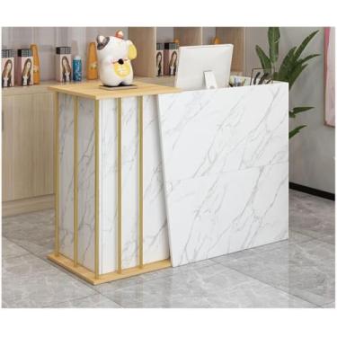 Imagem de Balcão de recepção simples moderno supermercado loja de conveniência hotel pequeno bar salão de beleza loja de roupas caixa recepção uso em qualquer lugar, cor mármore, 100 x 40 x 90 cm