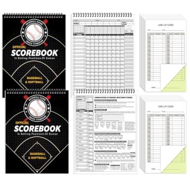 Imagem de Zhanmai 35 Games Baseball and Softball Scorebook Baseball Softball Lineup Cards Lineup Sheet Games with Player Side by Side Softball Score Book Baseball Scorebook Baseball Coaching Accessories