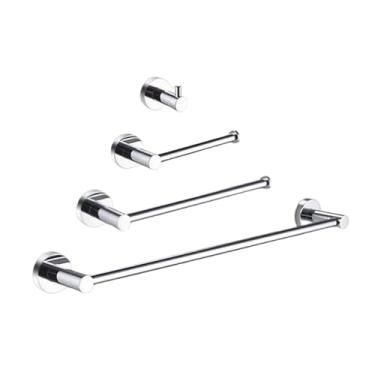 Imagem de Acessórios para banheiro cromados, toalheiro de aço inoxidável, suporte para papel higiênico, toalheiro, saboneteira, escova de banheiro, acessórios para banheiro, conjunto de 4 peças A