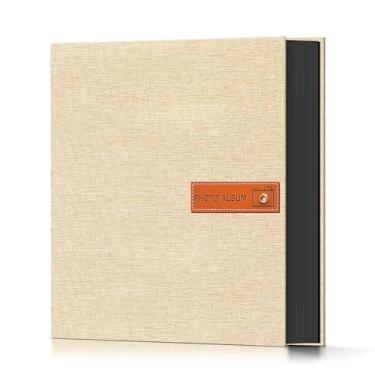 Imagem de popotop Álbum de fotos 10 x 15 cm, 200 bolsos com etiqueta, álbuns de fotos de capa dura de linho para presentes de casamento, memória de bebê, viagem, aniversário, escola britânica, livro de fotos