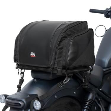 Imagem de KEMIMOTO Bolsa traseira de motocicleta expansível de 40 a 50 l com capa de chuva à prova d'água para capacete de motocicleta Sissy Bar para Daul Sport Sportster Softail Dyna Touring Shadow Vulcan