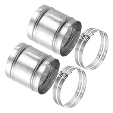 Imagem de PATIKIL Conector de duto de 9,9 cm, 2 conjuntos de acoplamento de duto de ferro galvanizado acoplador de ventilação secador acoplamento de tubo conector de extensão de mangueira com braçadeiras de