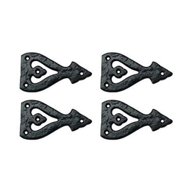Imagem de Adonai Hardware Dobradiças dianteiras antigas de ferro fundido antigo "Alleluia" (4 polegadas x 4 pacotes, preto fosco) para portas de celeiro, portões, armários, galpões, janelas, caixa de madeira, baú e baús