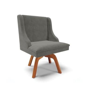 Imagem de Cadeira Suede Grafite Giratória De Madeira - DROSSI