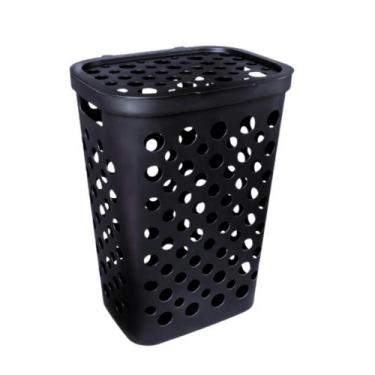 Imagem de Cesto de roupa suja telado 47l com tampa para banheiro ou lavanderia -