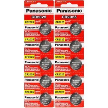 Imagem de 10 Baterias PANASONIC Lítio tipo Moeda 3v CR2025 2 cartelas