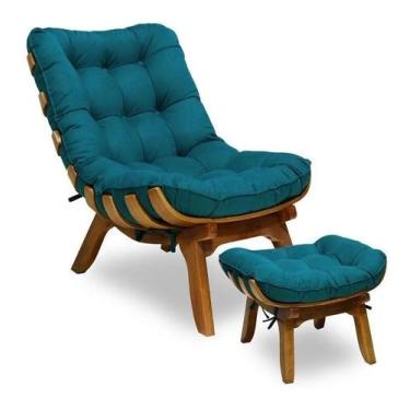 Imagem de Poltrona Decorativa Mais Puff Costela Base De Madeira Belo Tok - Suede