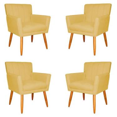 Imagem de Kit 4 Poltronas Decorativa para Sala de Estar Cecília Suede Amarelo - 