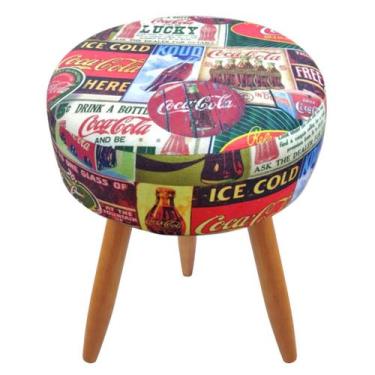 Imagem de Puff Redondo Classic Estampado Coca Cola - Maitê Moda Casa