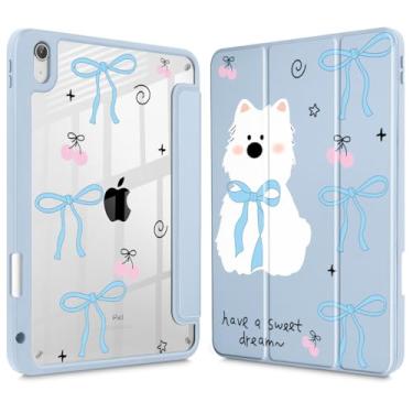 Imagem de May Chen Capa para iPad Air 11 (M3 2025 / M2 2024) 7º 6º, iPad Air 4 e 5 de 10,9 polegadas, 5º 4º (2022/2020) - Suporte para lápis + hibernar/despertar automático, capa traseira transparente à prova