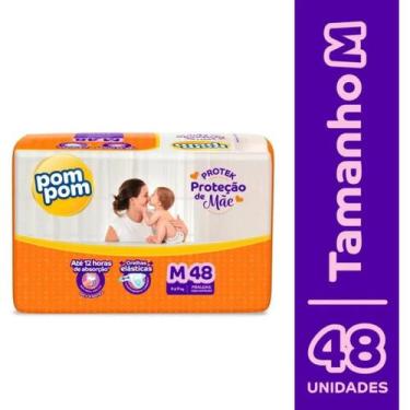 Imagem de Fralda Pom Pom Derma Protek Mega 1 Pacote Tamanho M C/ 48 Unidades