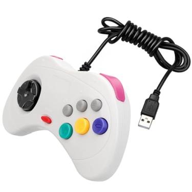 Imagem de AARONMEI USB Wired Game Controller For Sega Saturn System And PC - Classic Style Gamepad Joypad (White)
