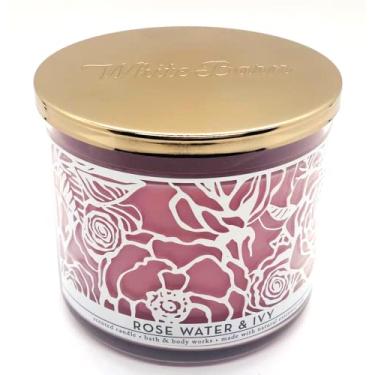 Imagem de Bath & Body Works, Vela de 3 pavios White Barn com óleos essenciais - 411 g - Coleção de verão 2021! (Rose Water Ivy)