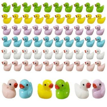Imagem de Kuanfine 60 Pcs Tiny Duck Figures Mini Resin Duck Miniature Bead Slime Charms for Dollhouse Garden Landscape Aquarium Decoration(Multicolored)