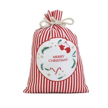 Imagem de Saco natalino decor merry christmas listra E bengala 28CM