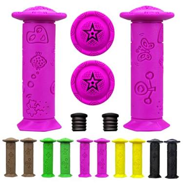 Imagem de Pegas de bicicleta infantil 2 peças - Punhos de guidão TPE ecológicos para bicicletas/triciclos/bicicletas de equilíbrio, design de desenho animado antiderrapante, alças curtas de 10,4 cm (idades 2-9