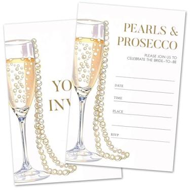 Imagem de Convites para chá de panela, convites de chá de panela de champanhe de pérolas para recém-casados noivo noiva Sr. e Sra. Celebração, suprimentos de festa de casamento de noivado, 25 convites com