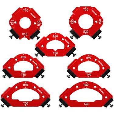 Imagem de IMeanTop Gabarito De Raio De Canto De Roteador Gabarito De Raio De Roteador Gabarito De Canto De Roteador Conjunto De Guia De Roteamento De Canto De Liga De Alumínio R10 R15 R20 R25 R30 R35 R40 R50