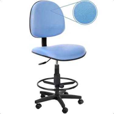 Imagem de Cadeira de Escritório Caixa Alta Balcão Executiva Courvin com Rodízios Azul Claro Escritex - Conforto, Estilo e Funcionalidade