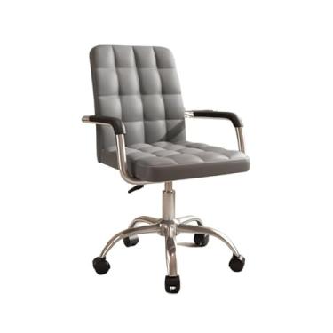 Imagem de Cadeira de escritório Cadeira de mesa macia e aconchegante de couro PU com rodas e apoio de braço, cadeira giratória ajustável para escritório em casa para sala de estar, quarto e escritório cadeira d