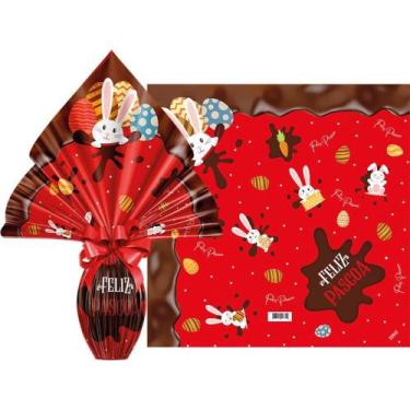 Imagem de Embalagem para OVO de Páscoa 24X24CM Chocolatier Vermelho Pacote com 2