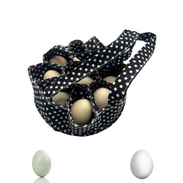 Imagem de Cesta/bolsa de coleta de ovos, avental de lona durável, com 9 bolsas para separar ovos de forma eficaz para evitar quebras