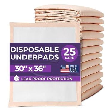 Imagem de Almofadas de Chucks descartáveis premium, pacote com 25, 76 x 91 cm – Almofadas de cama altamente absorventes para incontinência e cuidados idosos – Cor pêssego – Proteção à prova de vazamento
