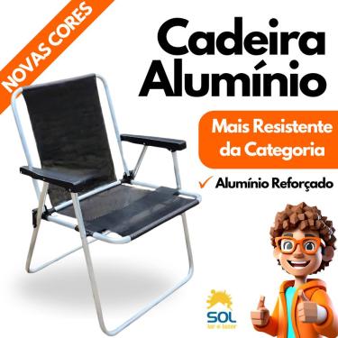 Imagem de Cadeira de Praia em Alumínio Reforçado Cores Lisas Diversas Tecido Sannet