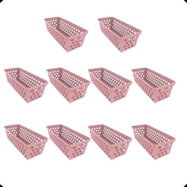 Imagem de Kit com 10 Cesto Organizador Multiuso Comprido - UNINJET, ROSA