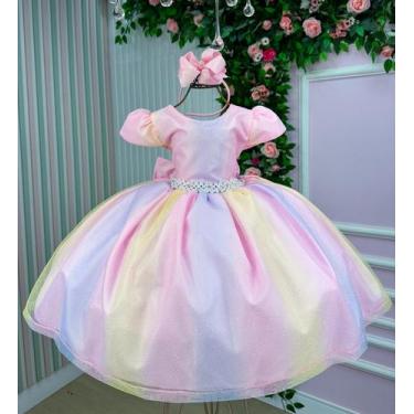 Imagem de Vestido Infantil Marie Arco Iris Melissa- Candy, 12, Pastel pink