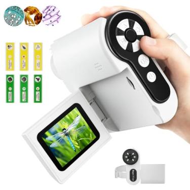 Imagem de Dcorn Microscópio para crianças, microscópio digital portátil de 1000 x com tela LCD de 5 cm, mini microscópio portátil para crianças de 3 a 12 anos, compatível com PC, cartão TF de 32 GB incluído,