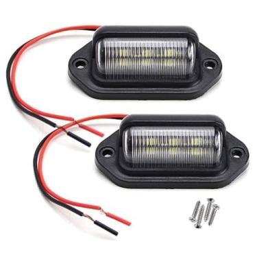 Imagem de JEDEW pacote com 2 lâmpadas de placa de licença de 12 V 6 LED para caminhão SUV reboque Van RV caminhões e barcos etiquetas de habilitação, luzes de cortesia de passo, luzes de domo/carga (pacote com 2 pretas)