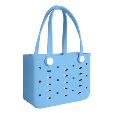 Imagem de PoVwlty Pequena bolsa de praia de borracha para adultos e crianças, bolsa de viagem para a piscina e barco de praia (azul bebê)