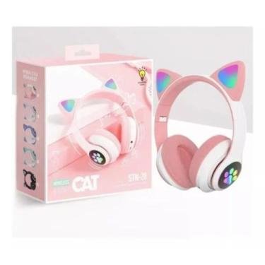 Imagem de Fone de Ouvido Orelha de Gato Sem Fio LEF-1022 - Rosa - SMACTUDO