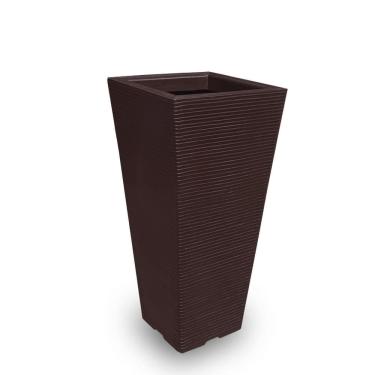 Imagem de Vaso De Planta Quadrado Decorativo De Polietileno 75X40 Café