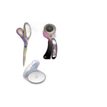 Imagem de Kit Base De Corte 45X30 Cortador Régua Tesoura Titânio Rosa