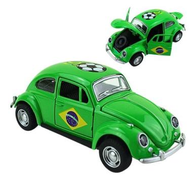 Imagem de Carrinho Fusca Verde Miniatura 12cm Brasil Brinquedo Infantil - MSB PR