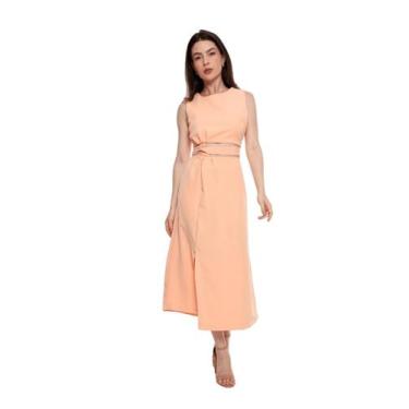 Imagem de Conjunto social Saia fenda e croppet de amarração alfaiataria CON-0032