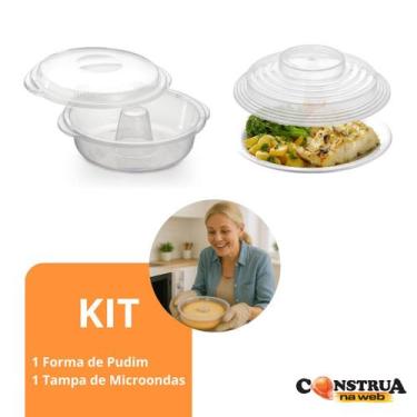 Imagem de Conjunto Forma de Pudim Com Tampa Nitron E Tampa de Microondas
