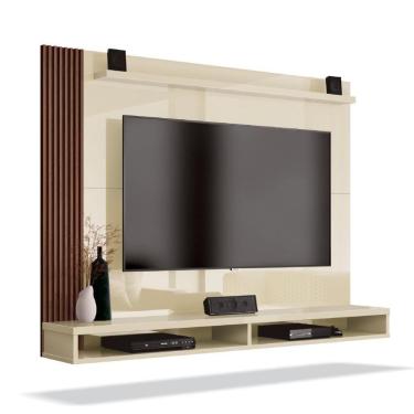 Imagem de Painel Para Até 50 Polegadas Dijon Ripado C/ Prateleira Off White / Nature