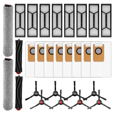 Imagem de (Pacote com 28) peças de substituição Omni S1 Pro compatíveis com aspirador robótico Eufy Omni S1 Pro, 2 escovas de rolo de borracha, 2 esfregões de rolo, 8 escovas laterais, 8 sacos de pó, 8 filtros