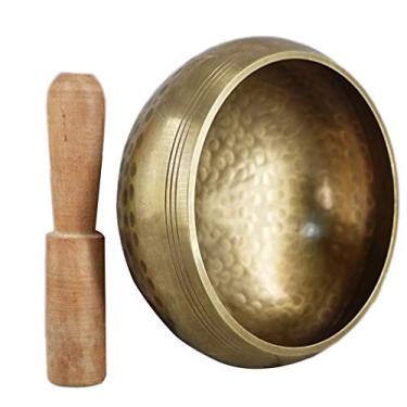 Imagem de Conjunto de tigelas de ioga para meditação de cura, decoração de parede, ressonância com martelo, tigela de canto tibetana feita à mão (tamanho: 8 cm) ()