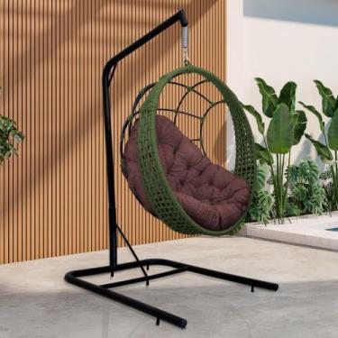 Imagem de Cadeira Balanço Ninho Suspenso em Corda Náutica Luxo com Suporte - Ace