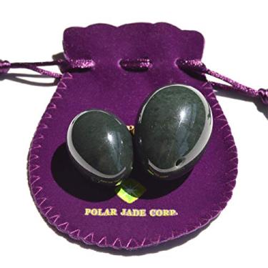 Imagem de Conjunto de 2 peças de ovos de jade Nephrite, perfurados, para usuários intermediários e avançados, médio e pequeno, 2 tamanhos, bom custo-benefício