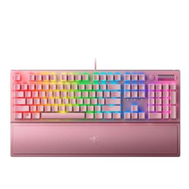 Imagem de Teclado Mecânico Gamer Razer Blackwidow V3 Green Switch, Quartz Edition Rosa