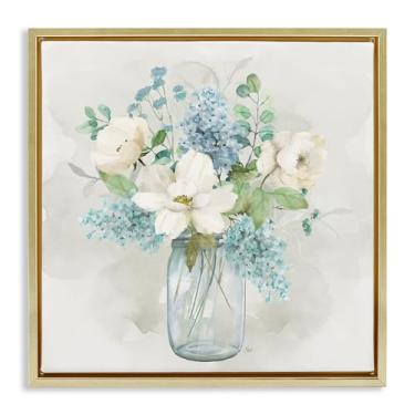 Imagem de Stupell Industries Country Bunches Bouquet Moldura Dourada Tela Flutuante Design de Parede por Nan, 45,7 x 45,7 cm