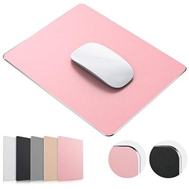 Imagem de JEDIA Mouse Pad, mouse pad de alumínio de metal rígido ouro rosa, dupla face, impermeável, controle rápido e preciso para escritório, casa e jogos, tamanho pequeno, 22 x 17 cm