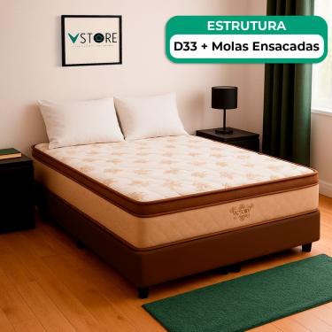Imagem de Cama Box Baú Viúvo Marrom e Colchão Victory Molas Vstore